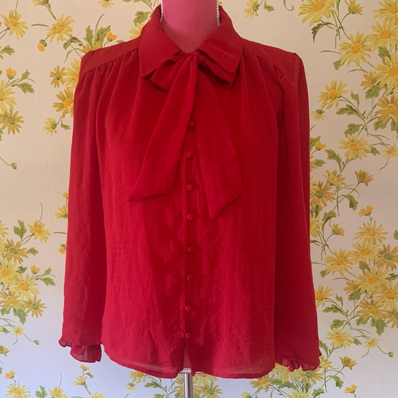 NWT Tie neck button up oversize blouse size M - Picture 6 of 17